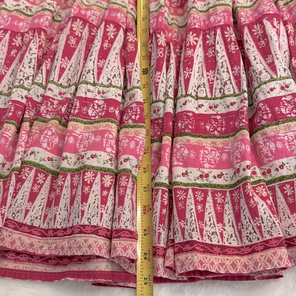 Liz & Me Pink Floral Boho Tiered Maxi Skirt, Elastic Tie Waist- size 0X 14-16W - Picture 10 of 10